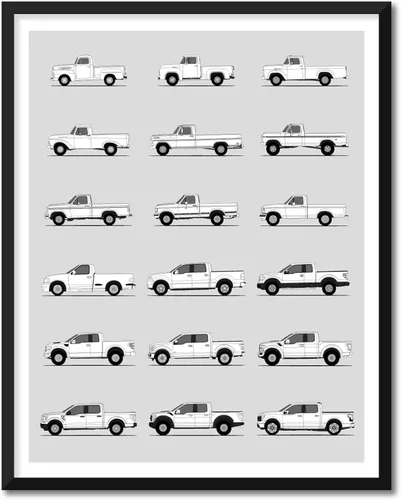 Vista 9 de Idea Network Póster hecho a mano compatible con Ford Print Wall Art Decoración hecha a mano de lo mejor de las generaciones de Ford, Historia Ford