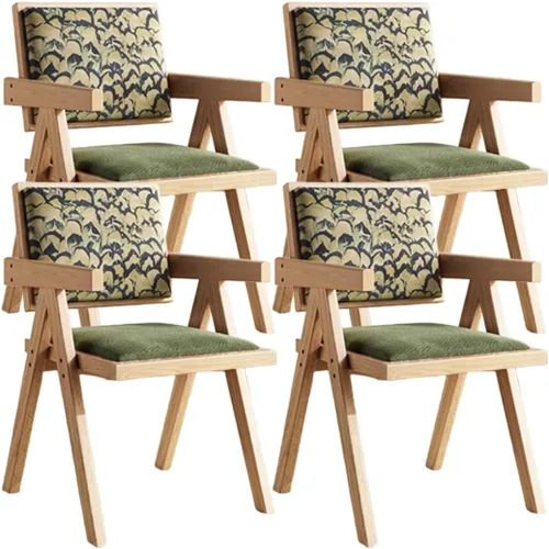 Vista 15 de YVYKFZD Juego de sillas de comedor de madera maciza, sillas de cocina sin brazos, silla de comedor tapizada con respaldo, sillón de terciopelo