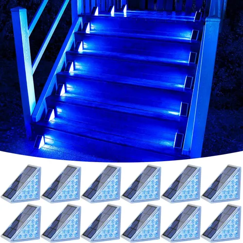 Vista 16 de VOLISUN Paquete de 6 luces solares para escaleras, 7 colores fijos, luces solares para escalones al aire libre, impermeables, IP67, luz LED