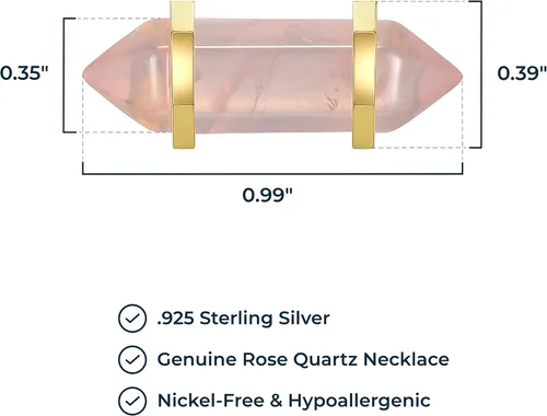 Vista 3 de MORGAN & PAIGE Quartz Crystal Necklace Chakra for Women Teens and Girls - 18K Yellow Gold Plated Sterling Silver Healing Dainty Pendant, Clear Stone