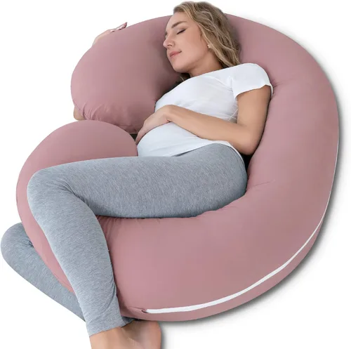 Vista 18 de INSEN - Almohada de embarazo, almohada corporal de maternidad para embarazadas, almohada de embarazo en forma de C con funda de almohada corporal