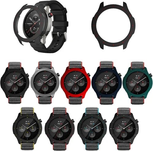 Vista 6 de Funda protectora para Amazfit GTR 4, a prueba de golpes, duradera, de policarbonato duro, accesorios para Amazfit GTR 4 Smartwatch (negro y azul)
