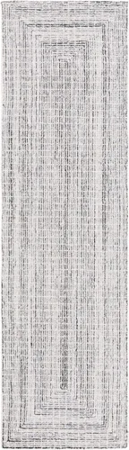 Vista 3 de SAFAVIEH Abstract Collection - Alfombra de pasillo, 2 pies 3 pulgadas x 8 pies, negro y marfil, lana hecha a mano, ideal para zonas de alto tráfico