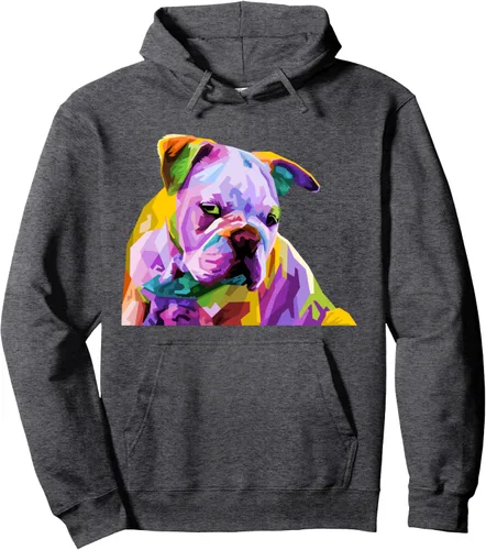 Vista 4 de Sudadera con capucha de bulldog británico inglés para dueños de perros, Negro, S
