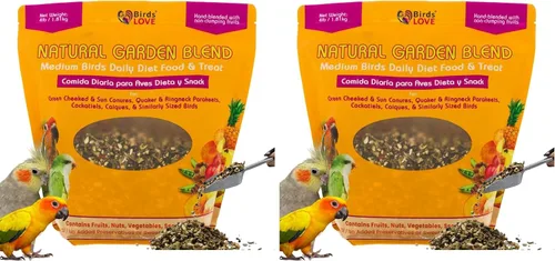 Vista 15 de Birds LOVE Natural Garden Blend - Alimento para pájaros pequeños, 2 libras, empaquetado a mano en Estados Unidos, mezcla natural con frutas