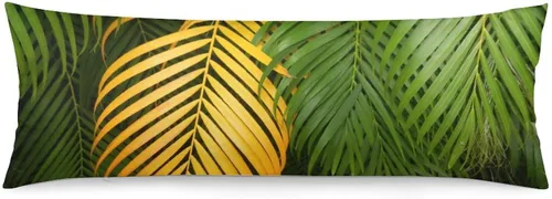 Vista 15 de Funda de almohada corporal de hojas de Monstera tropicales de 20 x 54 pulgadas, funda de almohada personalizada con hojas de palma de selva
