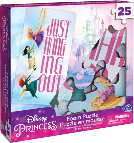 Vista 6 de Spin Master Games, Rompecabezas de princesas de Disney, 25 piezas, rompecabezas de espuma suave para niños con Rapunzel, Mulan, Mérida, para edades