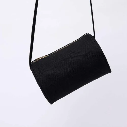 Vista 5 de Bolso casual de la forma del cilindro de la mujer simplemente nuevo bolso de hombro popular negro