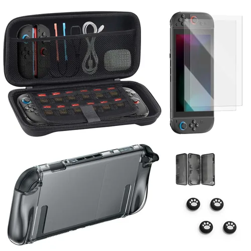 Vista 12 de Pro Controllers Accessories Bundle for Nintendo Switch 2 18-in-1: Carrying Case, Screen Protector, Thumb Grip for Joycon, Dockable Console