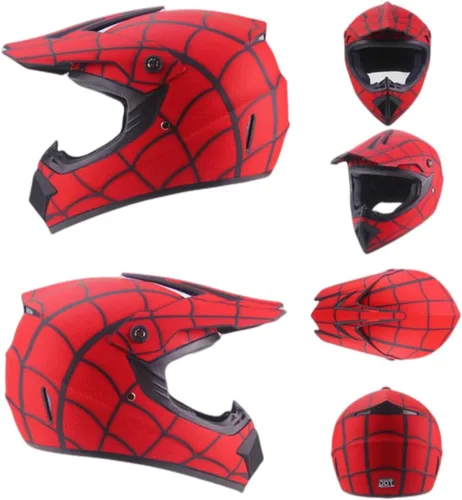 Vista 7 de Casco de motocross, casco de motocross, casco todoterreno BMX MX ATV con gafas unisex para jóvenes y niños, aprobado por DOT/FMVSS 218