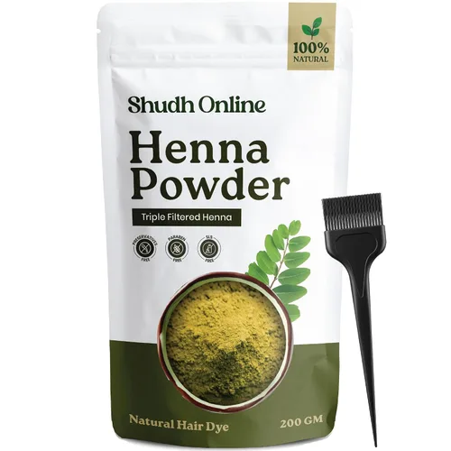 Vista 8 de Shudh Online Polvo de henna pura para tinte de color y piel - Rajasthani Mehndi natural triple tamizado (3.5 oz 3.53 oz) Tinte Natural Gena Para