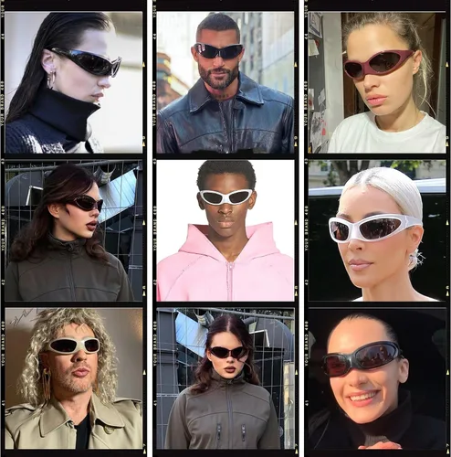 Vista 2 de VANLINKER Gafas de sol envolventes de ojo de gato delgadas para mujeres y hombres, modernas y ovaladas, pequeñas sombras futuristas de moda VL9705