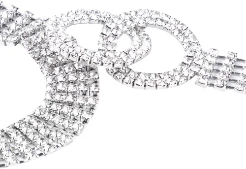 Vista 6 de LALA IKAI Cinturón de diamantes de imitación de cristal para mujer, cadena brillante con cinturón de doble junta tórica