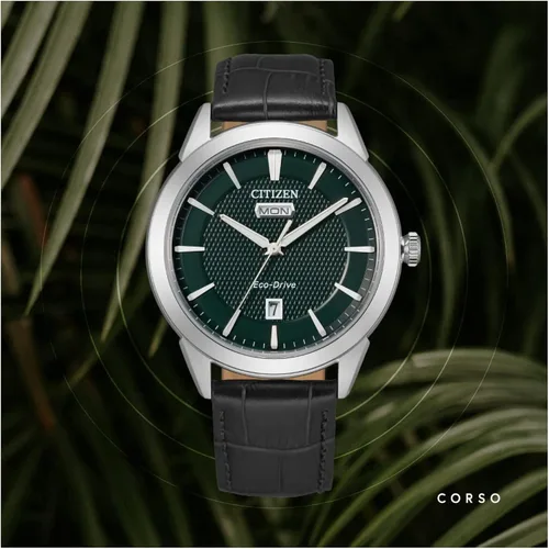 Vista 7 de Citizen Mens Corso Stainless Steel Eco-Drive Watch with Leather Strap