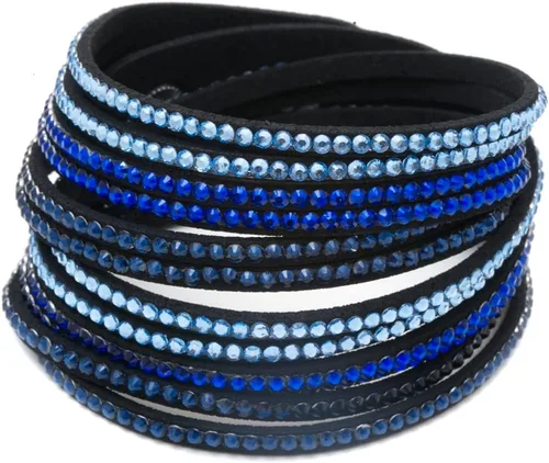 Vista 11 de Pulseras de cuero con cristales austriacos creadas por Barzel (muchas opciones disponibles)