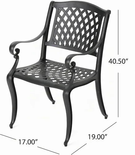 Vista 8 de Christopher Knight Home Hallandale - Sillas de aluminio fundido para exteriores, juego de 2 piezas, color negro mate antiguo