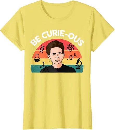 Vista 13 de Camiseta de ciencia para mujer Be Curie-ous Marie Curie Funny Chemist Teacher, Azul Azul Pastel
