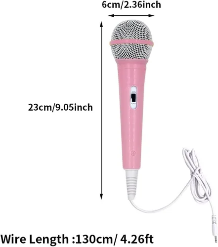 Vista 2 de EKDJKK Micrófono con cable, micrófono portátil con cable de 0.138 in, conector ligero sin batería, máquina de canto, micrófono de mano con cable