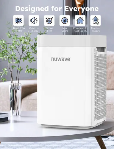 Vista 2 de Nuwave Purificadores de aire para dormitorio del hogar hasta 1361 pies cuadrados, purificador de aire portátil con sensor de calidad del aire