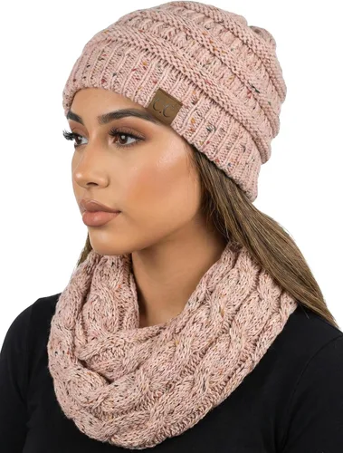 Vista 17 de Funky Junque - Juego de pañuelo y gorro de punto a juego para mujer Negro