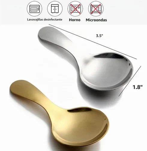 Vista 3 de Juego de 6 cucharas de mango corto, mini cucharas de sal de acero inoxidable para condimentos, postres, té, café, pasteles, azúcar, cuchara