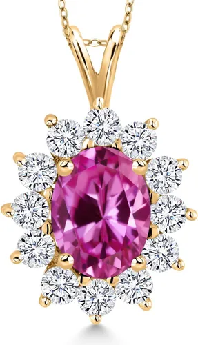 Vista 216 de Gem Stone King Collar con piedra natal ovalada de plata chapada en oro amarillo de 18 quilates, ovalado de 0.315 x 0.236 in, collares con colgante