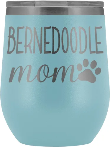 Vista 15 de Bernedoodle Mom Wine Tumbler, Personalized Doodle Dog Mom Wine Tumbler With Lid, Dog Mom Stainless Steel Wine Glasses Insulated Wine Tumbler (Black)