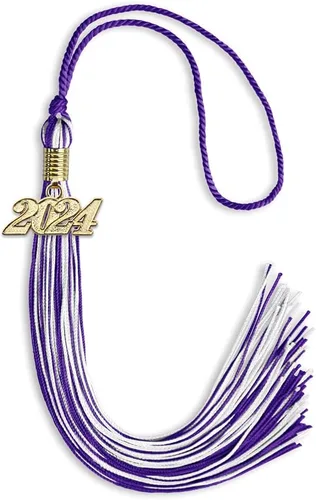 Vista 44 de Endea Graduation - Borla de doble color mixto con fecha dorada (negro/dorado antiguo, 2021)