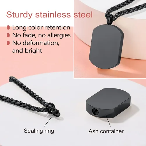 Vista 166 de FindChic Collares personalizados con urna para cenizas, barra vertical, gato, luna, reloj de arena, garra de perro, acero inoxidable, chapado en oro