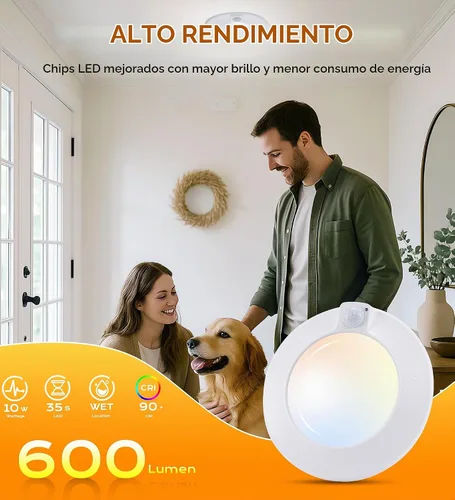 Vista 5 de CLOUDY BAY Lámpara de techo con sensor de movimiento de 5 colores, 120 V CRI90 10 W, 6.5 pulgadas, 2700 K/3000 K/3500 K/4000 K/5000 K, montaje 5CCT