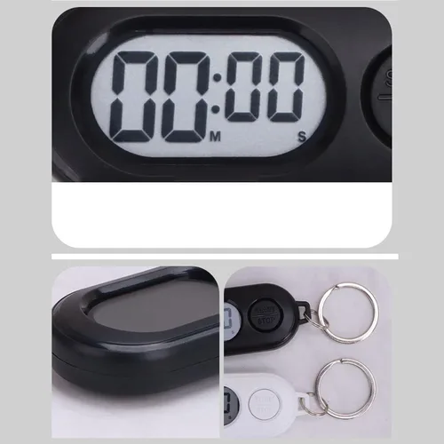 Vista 5 de Paquete de 2 llaveros temporizadores, temporizador digital de cuenta regresiva, reloj de contador de tiempo para deportes al aire libre con diseño