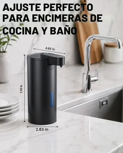 Vista 8 de Fantictas Dispensador de jabón espumoso sin contacto, bomba sin contacto Negro