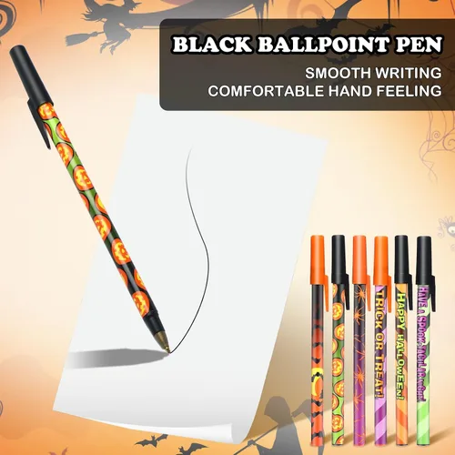 Vista 4 de Pajean 960 Sheets Halloween Sticky Notes Set 48 Pcs Pumpkin Owl Funny Ballpoint Pens with 48 Pad Sticky Notepad for Halloween Party Favor Gift