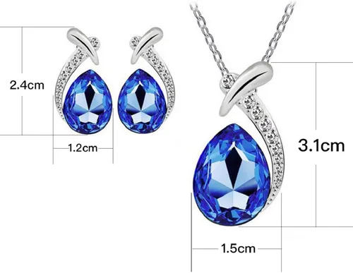 Vista 2 de Harlorki - Juego de joyas para mujer, chapado en plata, con cristales brillantes