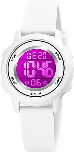 Vista 15 de Relojes digitales para mujer, pantalla LED, correa de silicona, reloj militar, multifunción, impermeable, alarma, cronómetro, retroiluminación LED
