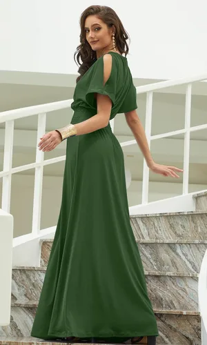 Vista 3 de KOH KOH Vestido largo de cóctel elegante con mangas divididas para mujer