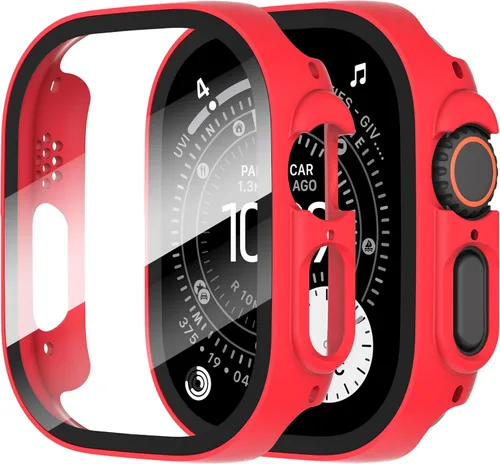 Vista 44 de Diruite Juego de 2 fundas para Apple Watch Series 3/2/1 de 38mm, protector de pantalla de vidrio templado ultradelgado de todo alrededor para iWatch