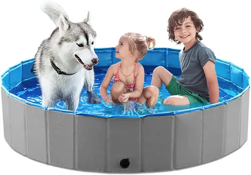 Vista 11 de Jasonwell Piscina plegable para perros, piscina plegable de plástico duro, piscina portátil para niños y mascotas, bañera para cachorros pequeños