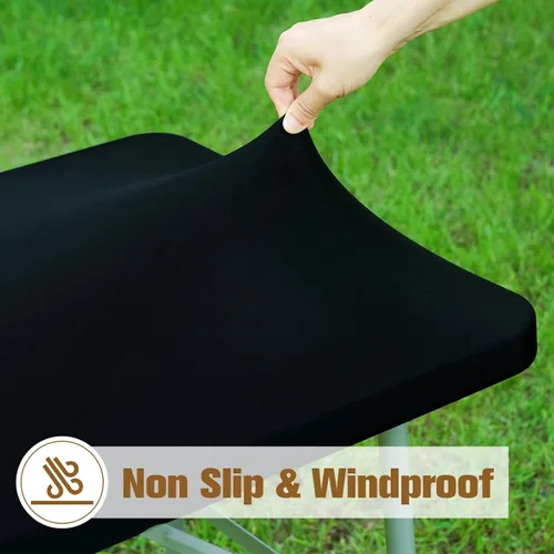 Vista 3 de NEWISHER Mantel rectangular ajustable de 20 x 30 pulgadas, mantel elástico para mesa de 2.5 pies, funda de mesa de elastano elástica negra, cubierta