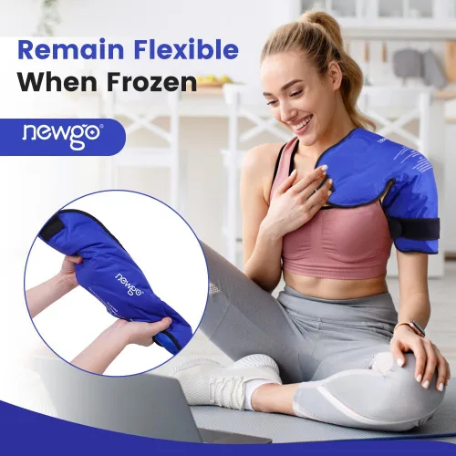Vista 5 de NEWGO Manguito rotador de bolsa de hielo para hombro, reutilizable, terapia de frío, para aliviar el dolor, bolsa de hielo de gel para lesiones