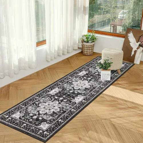 Vista 4 de Bsmathom Alfombra de Pasillo para Pasillos Antideslizante Lavable Boho 2x6 Alfombras de Pasillo Pelo Bajo Alfombras Vintage para Entrada, Cocina