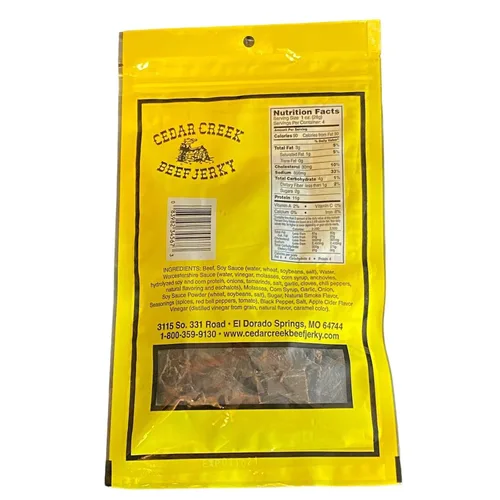 Vista 2 de Cedar Creek Beef Jerky, Secado al aire en rodajas finas, paquete de 4 onzas, sin conservantes artificiales, carne de res alimentada con pasto