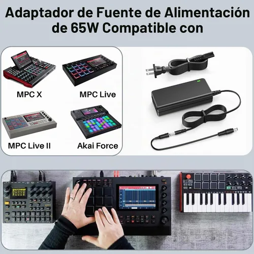 Vista 3 de Cargador adaptador de corriente de 19V AC/DC para Akai Professional MPC