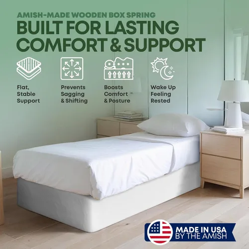 Vista 2 de Greaton, 10” Twin Box Spring Only for Twin Size Bed – Amish-Made in The USA – Solid Wood Mattress Foundation with Stable & Quiet Support