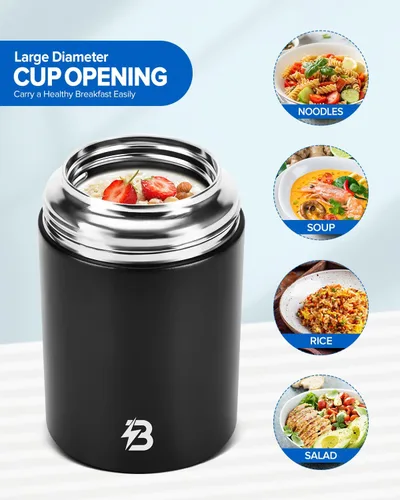 Vista 5 de Tarro térmico para alimentos, recipientes de almuerzo aislados al vacío de acero inoxidable de 20 onzas con cuchara, termo de boca ancha