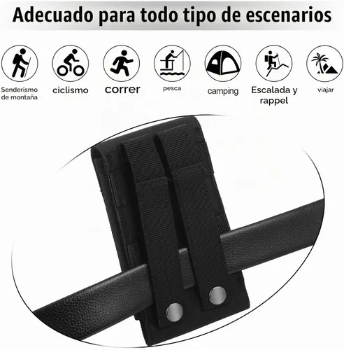 Vista 4 de Weewooday 2 bolsas Molle para teléfono, teléfono celular táctico universal de nailon 1000D, fundas EDC para cinturón de hombre, color negro