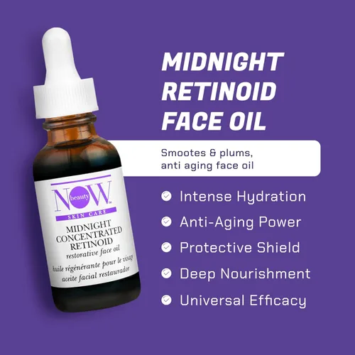 Vista 2 de NOW Beauty Aceite facial restaurador retinoide concentrado de medianoche - Aceite facial antienvejecimiento - Cuidado de la piel durante la noche