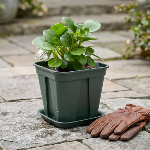 Vista 4 de Fasmov Macetas cuadradas de plástico de 7 pulgadas con orificio de drenaje, macetas de jardín para plantas de vivero, macetas de flores con bandejas