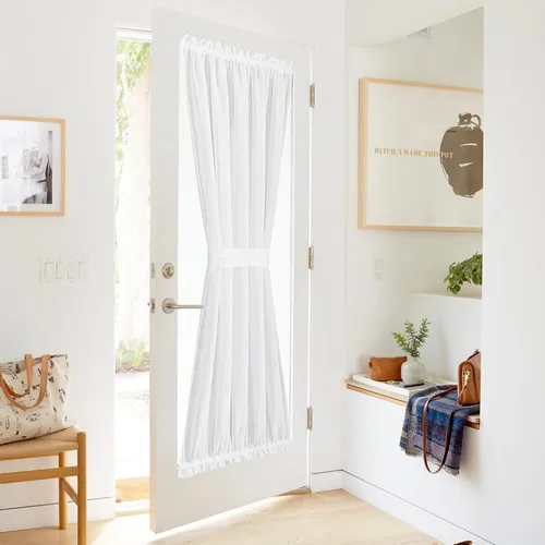 Vista 104 de NICETOWN - Cortinas de luz lateral para puerta de 72 pulgadas de largo para ventanas de lino, cortinas opacas para privacidad con protección contra
