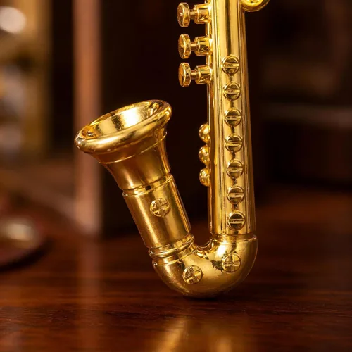 Vista 7 de Toyvian - Modelo de saxofón en miniatura, a escala 1:12, de latón, dorado, mini instrumento musical para decoración de casa de muñecas, accesorio